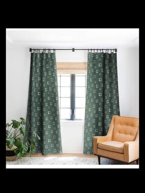 Deny Designs 1 Pc Blackout Window Curtain Panel Abstract Squares 50”x84” **READ*
